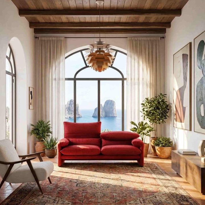 Divano a due posti in tessuto MARALUNGA MAXI, progettato da Vico Magistretti per Cassina
