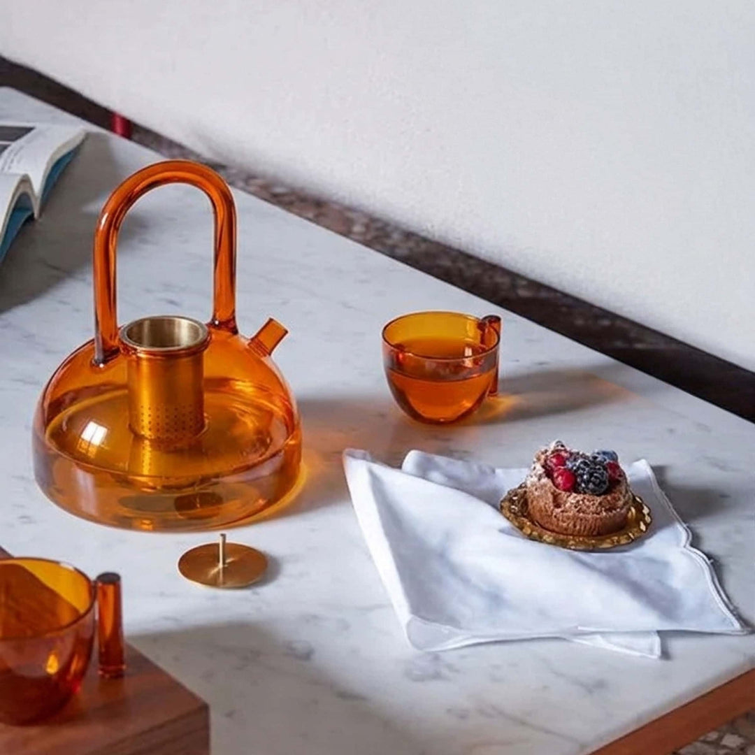 Blown Glass Ceremony Tea Set THE FLAME Orange by Neri & Hu for Paola C