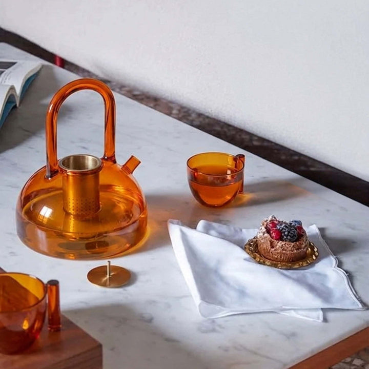 Blown Glass Ceremony Tea Set THE FLAME Orange by Neri & Hu for Paola C