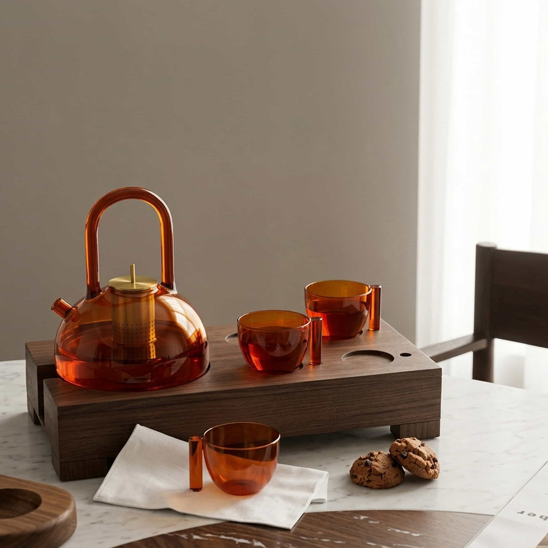 Blown Glass Ceremony Tea Set THE FLAME Orange by Neri & Hu for Paola C