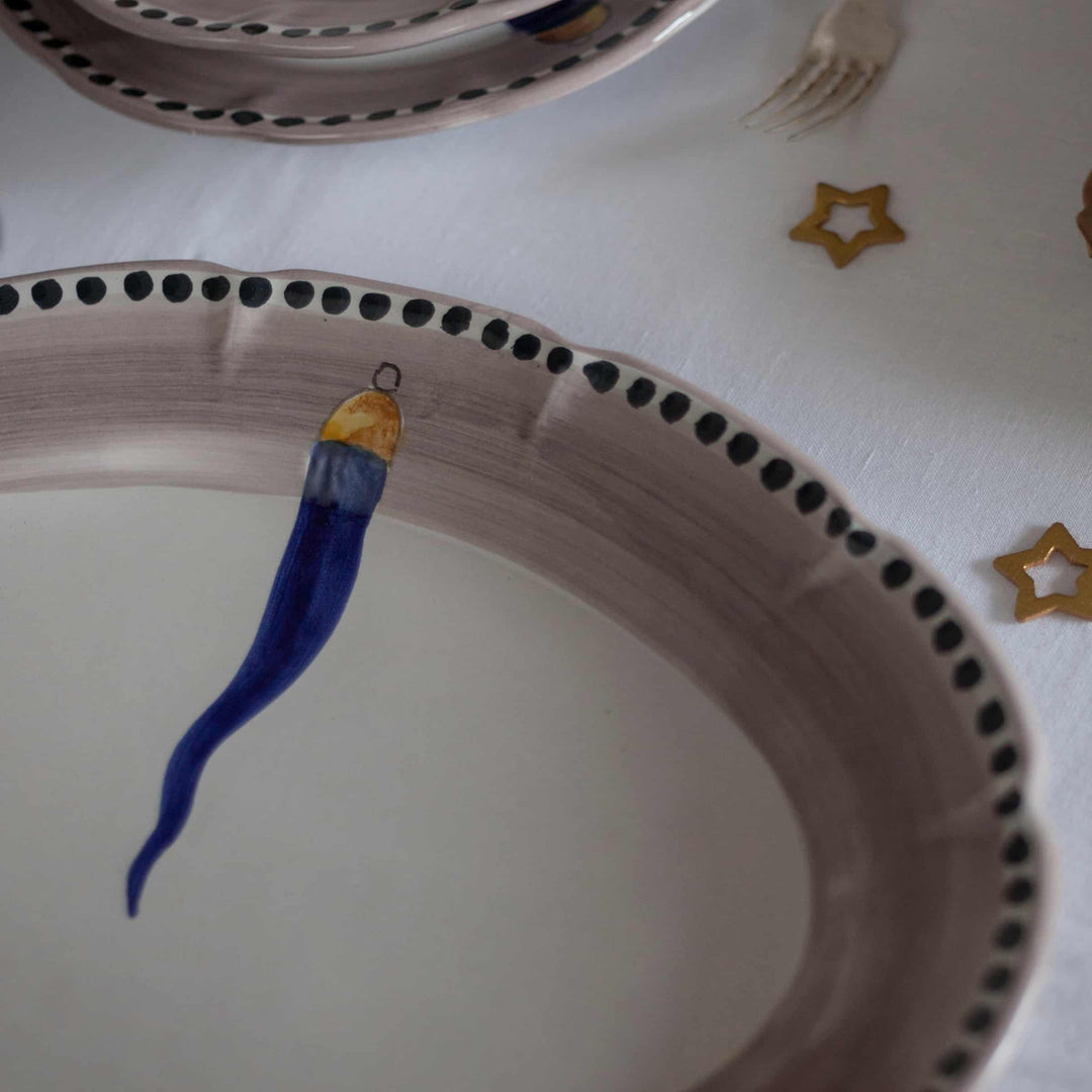 Assiette de service ovale en céramique VIETRI - FORTUNA par Germana Scapellato pour Wtfb