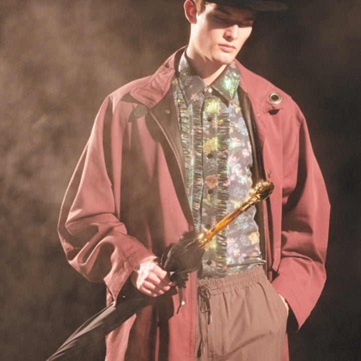 Golden Horse umbrella with metal handle, luxury designer rain accessory