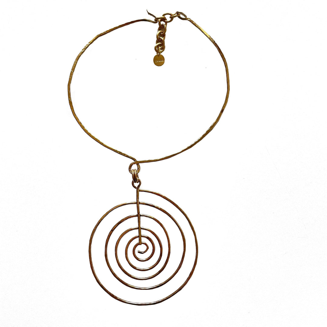 Gold Plated Brass Necklace LABYRINTH by Ornella Bijoux 01