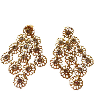 Gold Plated Brass Chandelier Earrings VICTORIA by Ornella Bijoux 01