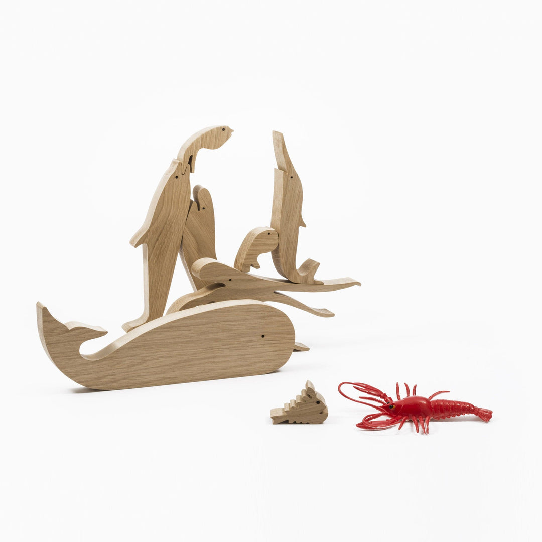 Jumini Puzzle in legno con pesce oceano grosso - 7 pezzi colorati - per Jumini Puzzle in legno con pesce oceano grosso - 7 pezzi colorati - per