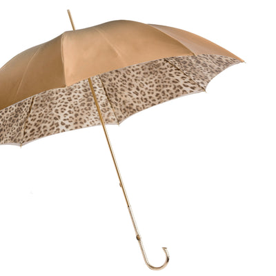 Umbrella LEOPARD Ivory with Jewelled Brass Handle 03