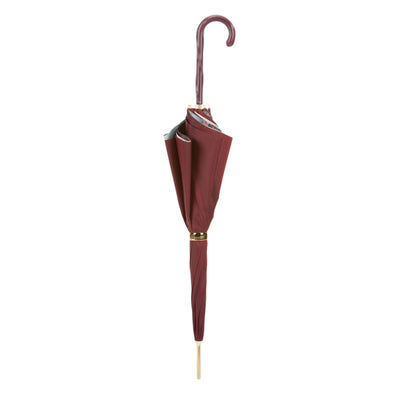 Umbrella CLASSIC BURGUNDY with Leather Handle 02