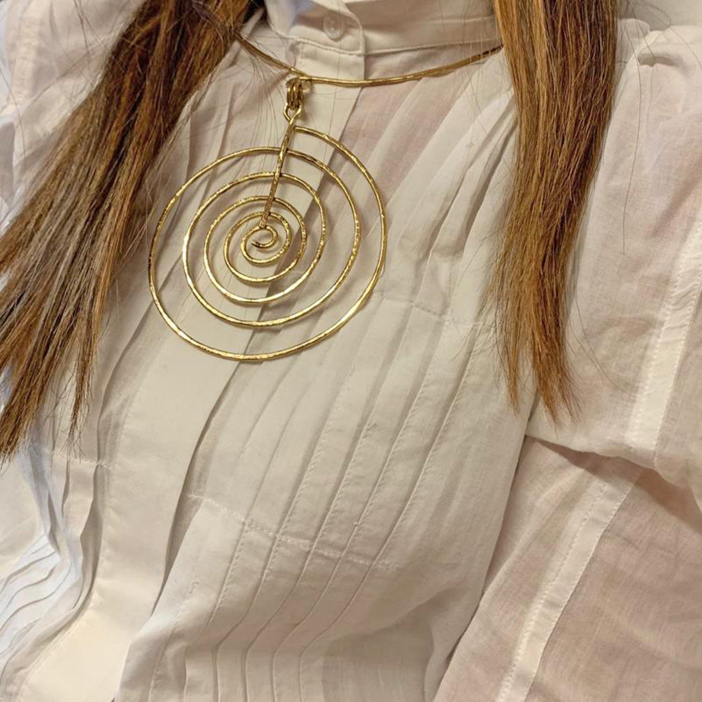 Gold Plated Brass Necklace LABYRINTH by Ornella Bijoux 03