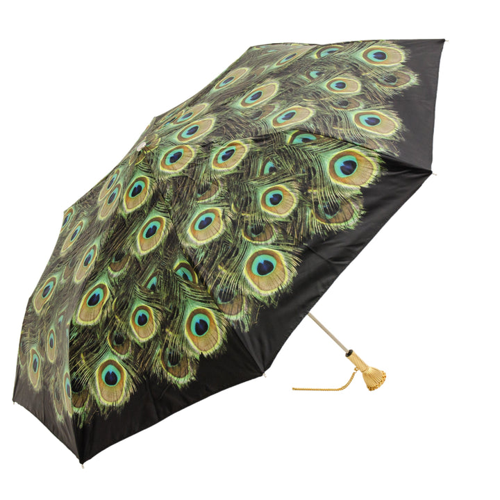 Folding Umbrella PEACOCK with Jewelled Brass Handle 04