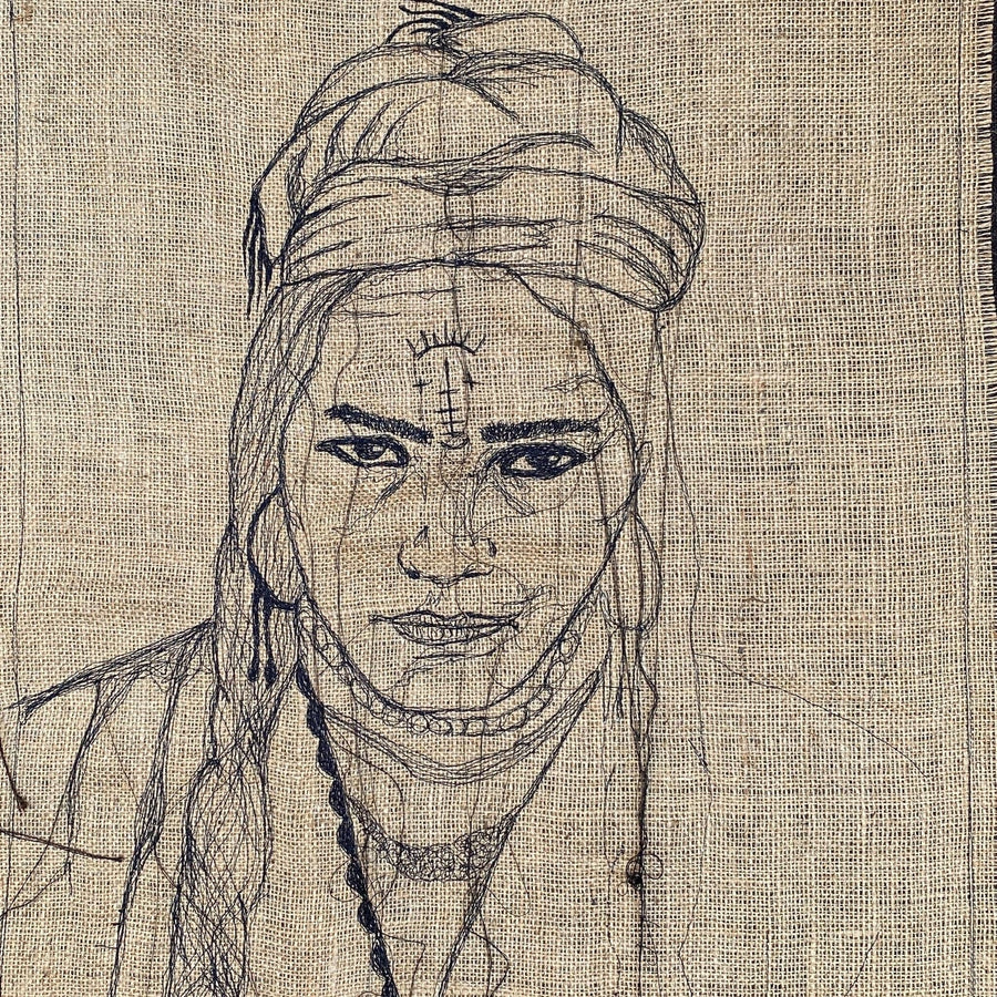 Embroidered Portrait ALGERIA NERA by Loredana Giulioli 01