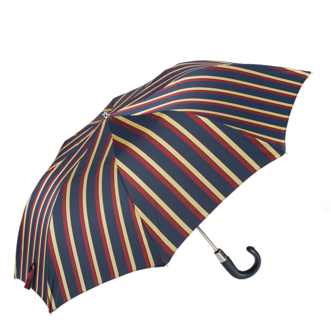 Folding Umbrella STRIPED with Leather Handle 03