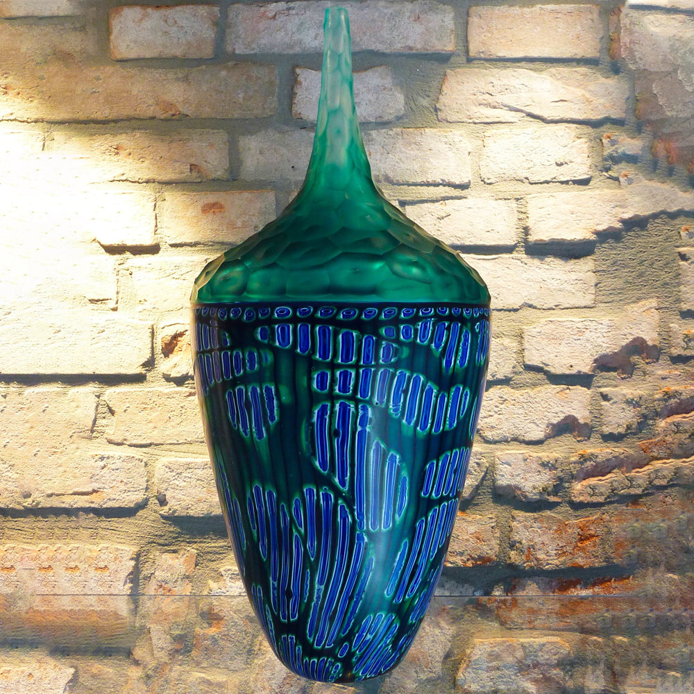 Blown Glass and Murrine Vase ACQUA Unique Piece 02