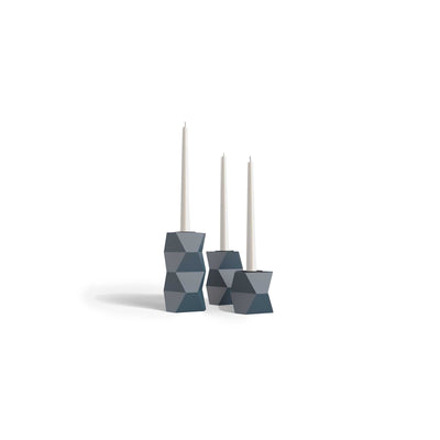 Set of Three Aluminium Candlestick Holders TRE GRAZIE by Luca Dalla Villa 03