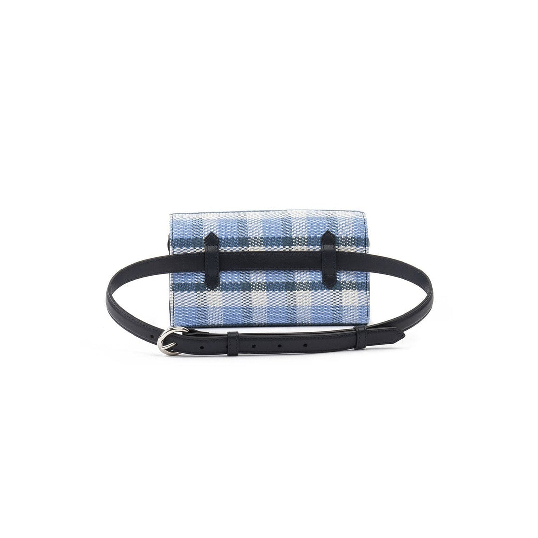 Belt and Clutch Bag KAROL Blue Denim Tartan by Vanessa Saroni 04