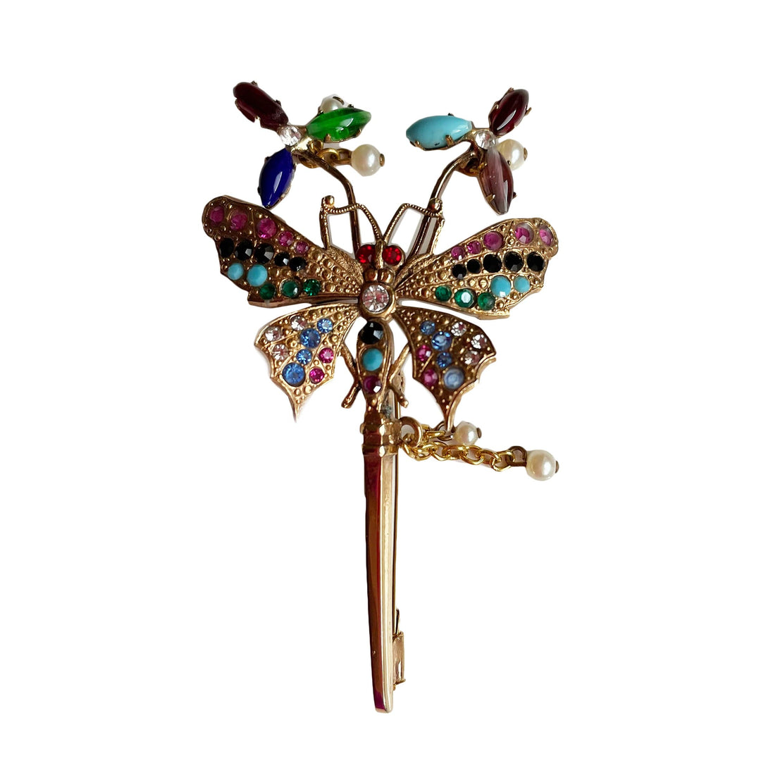 Gold Plated Brass Brooch BUTTERFLY by Ornella Bijoux - Unique Piece 01