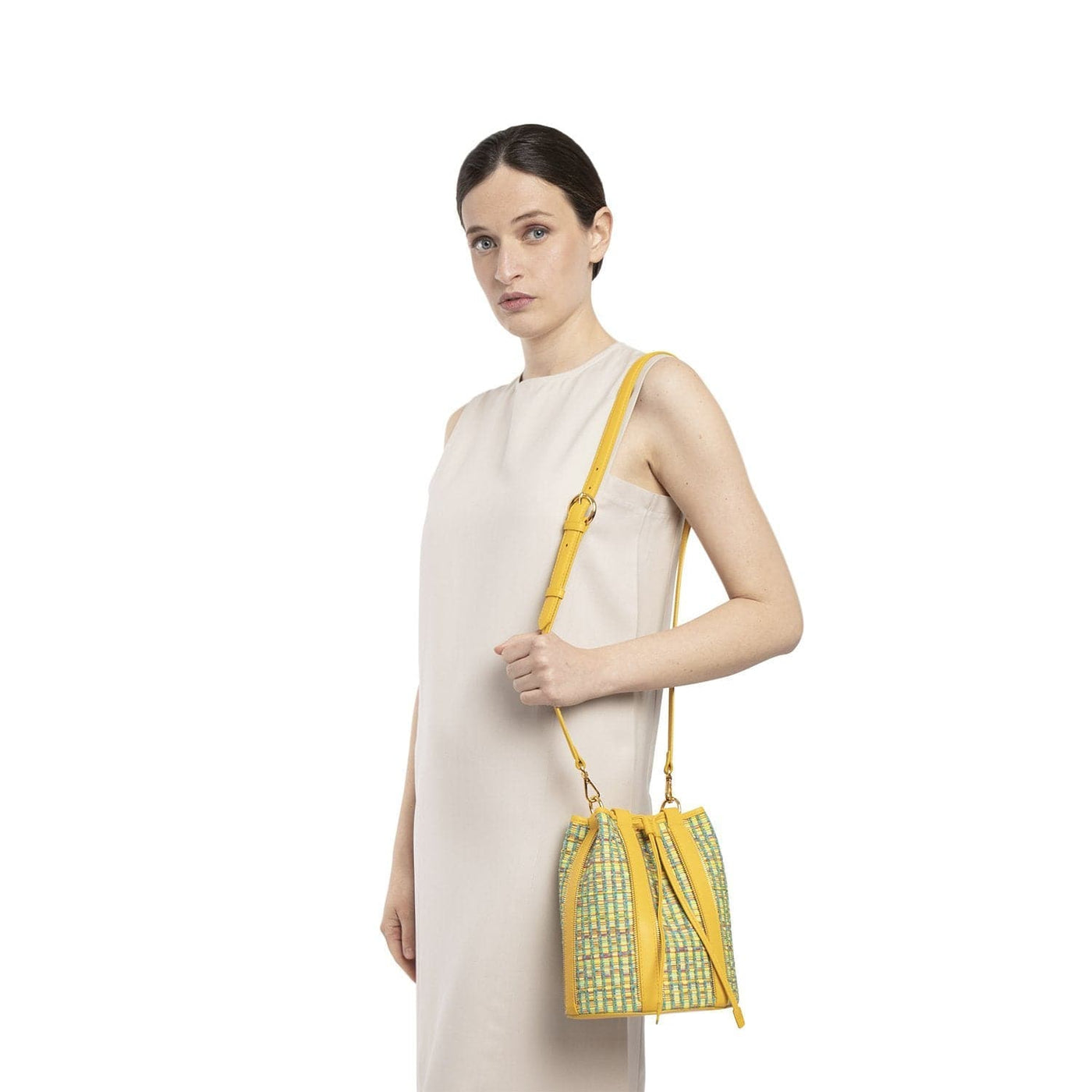 Bucket Bag MALU Yellow Vies Cotton by Vanessa Saroni 03