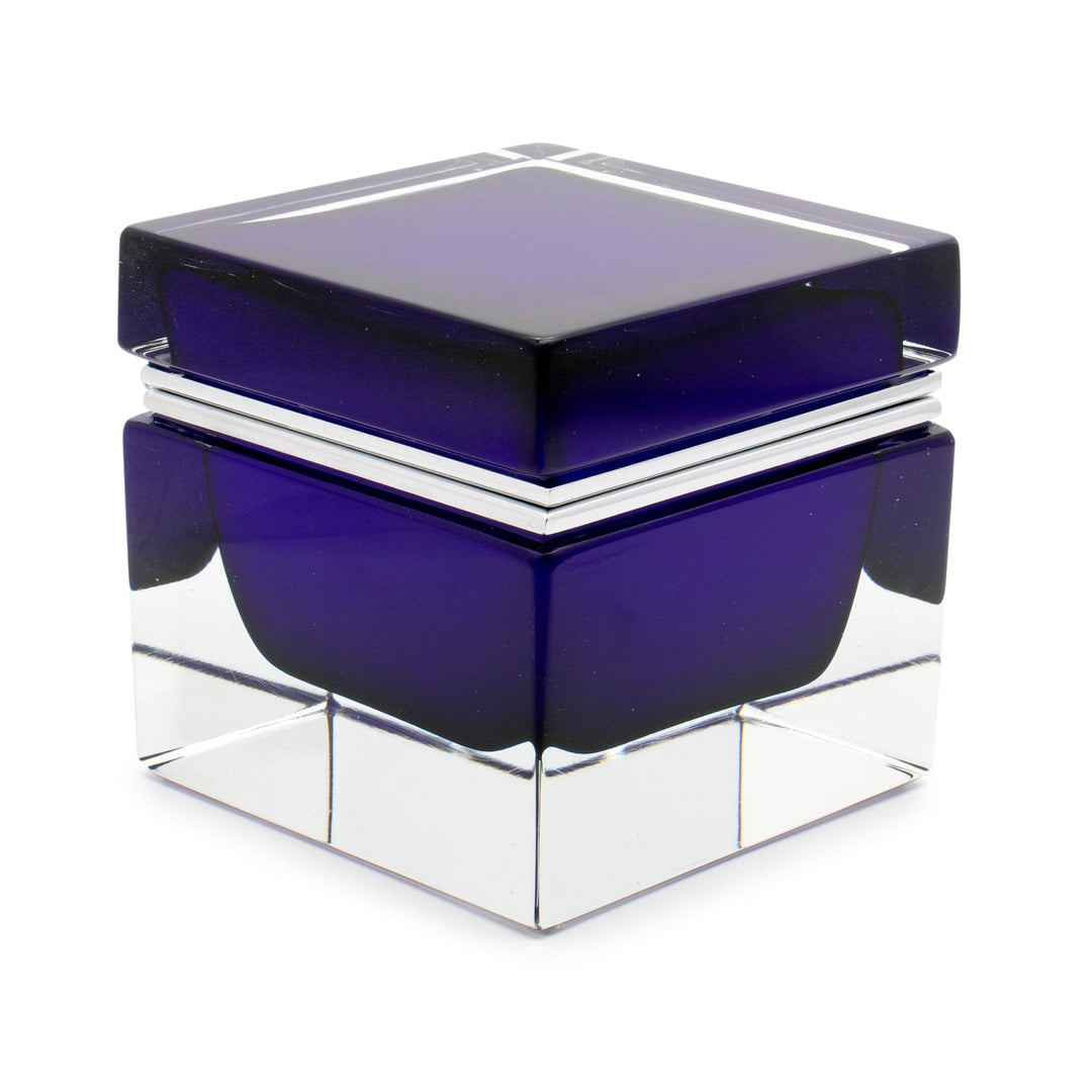 Murano Glass Ornamental Container SQUARE Cobalt Blue 012