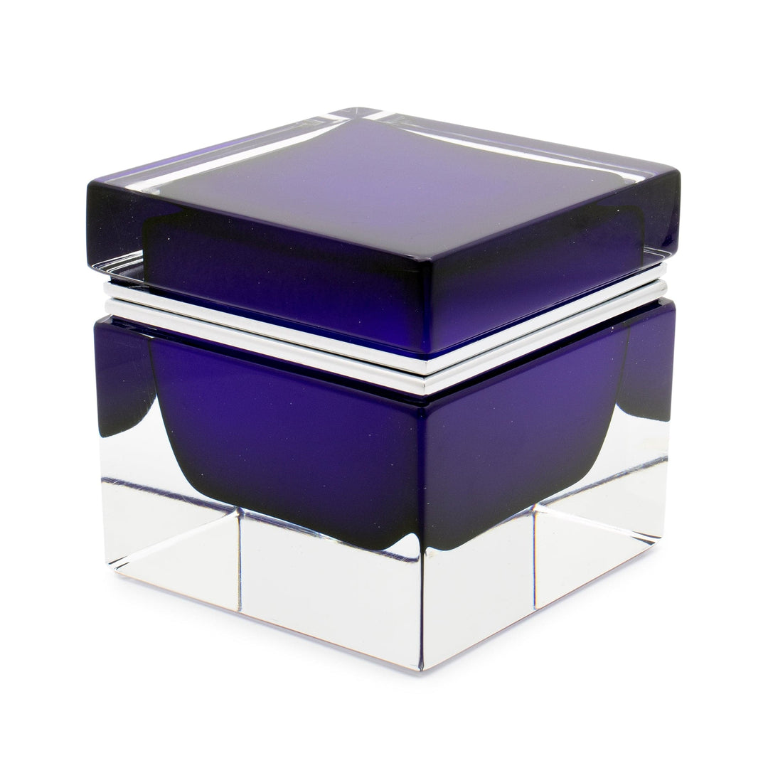 Murano Glass Ornamental Container SQUARE Cobalt Blue 07