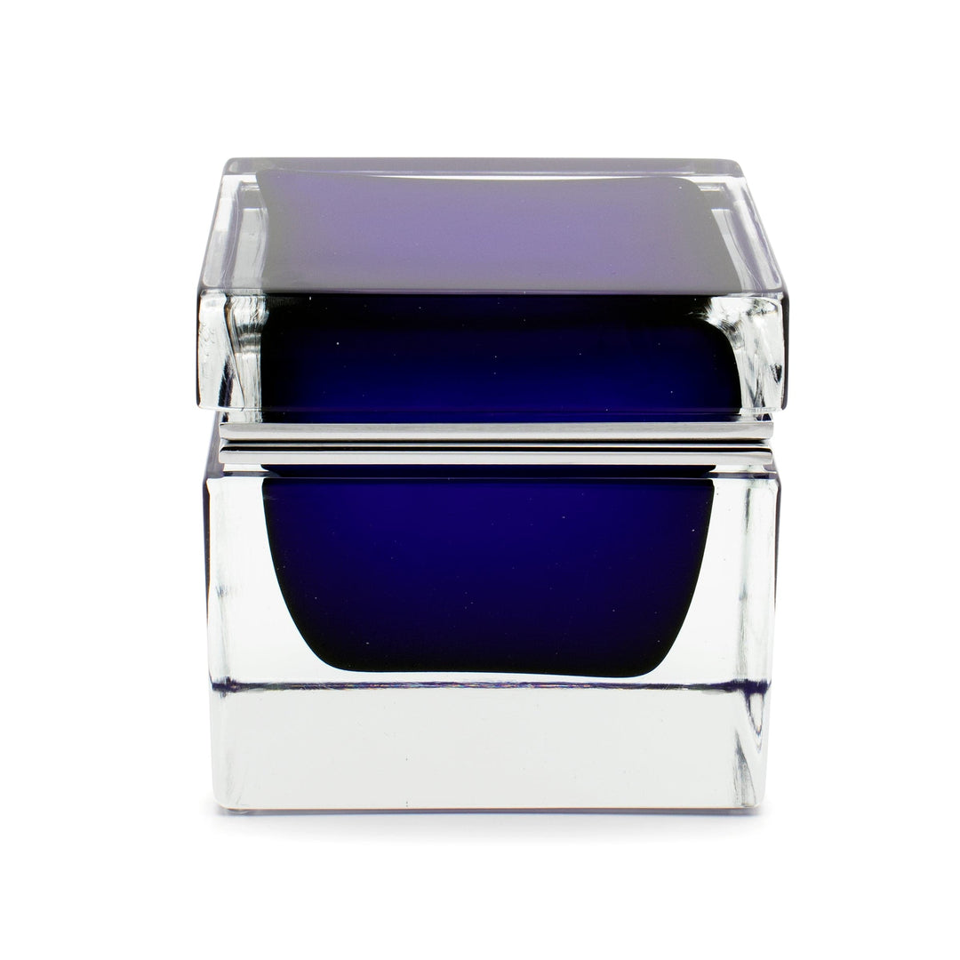 Murano Glass Ornamental Container SQUARE Cobalt Blue 011