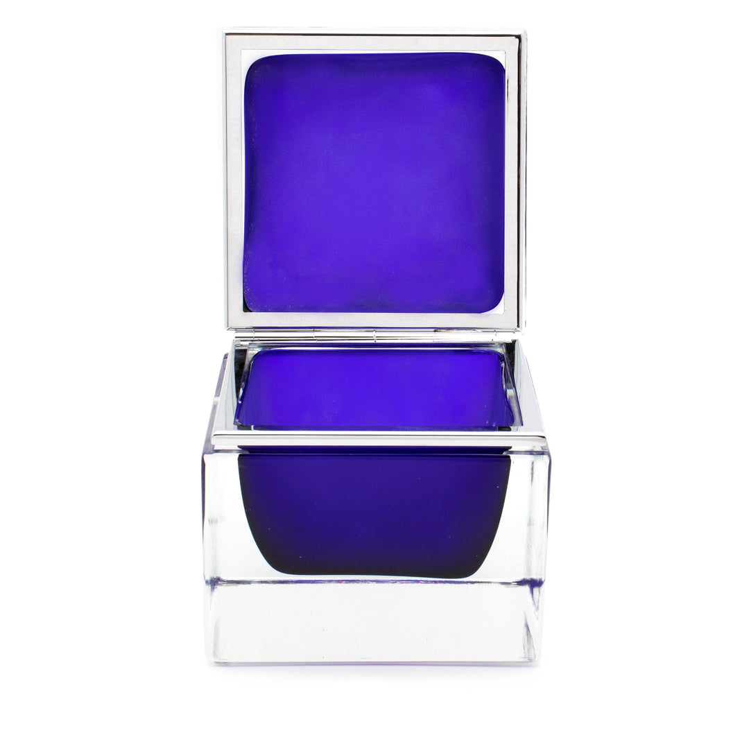 Murano Glass Ornamental Container SQUARE Cobalt Blue 010