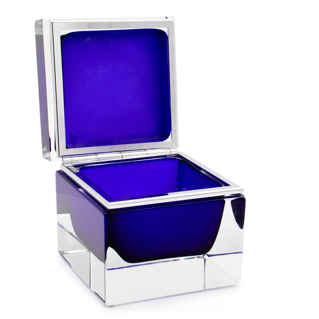 Murano Glass Ornamental Container SQUARE Cobalt Blue 09