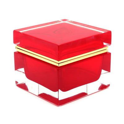 Murano Glass Ornamental Container SQUARE Red 01