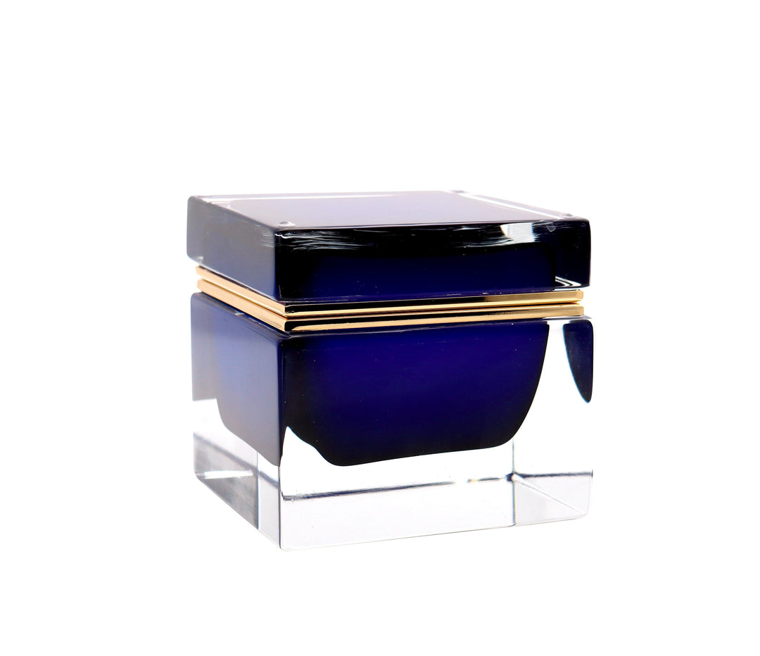 Murano Glass Ornamental Container SQUARE Cobalt Blue 014
