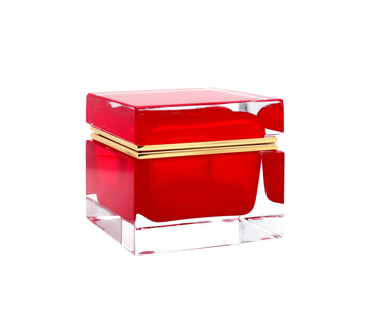 Murano Glass Ornamental Container SQUARE Red 07
