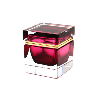 Murano Glass Ornamental Container SQUARE Ruby Red 01