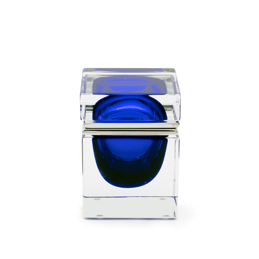 Murano Glass Ornamental Container SQUARE Cobalt Blue 04