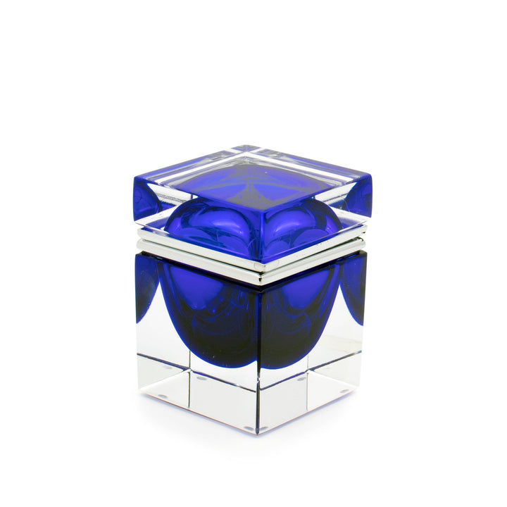 Murano Glass Ornamental Container SQUARE Cobalt Blue 01