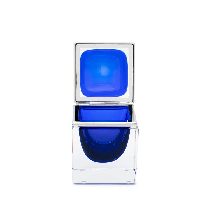 Murano Glass Ornamental Container SQUARE Cobalt Blue 05