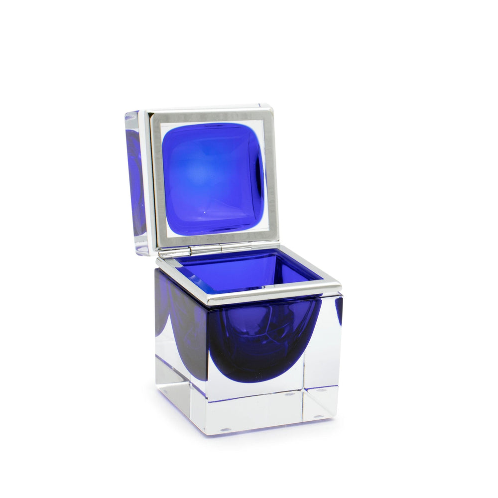 Murano Glass Ornamental Container SQUARE Cobalt Blue 02
