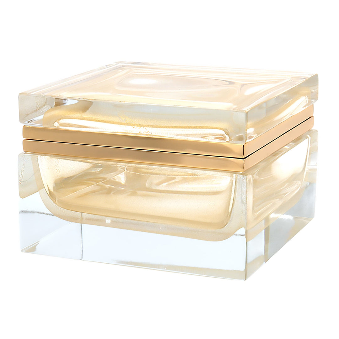 Murano Glass Ornamental Container SQUARE 24kt Gold 03