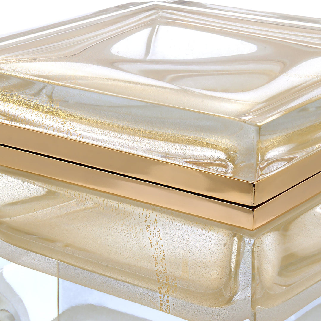 Murano Glass Ornamental Container SQUARE 24kt Gold 04