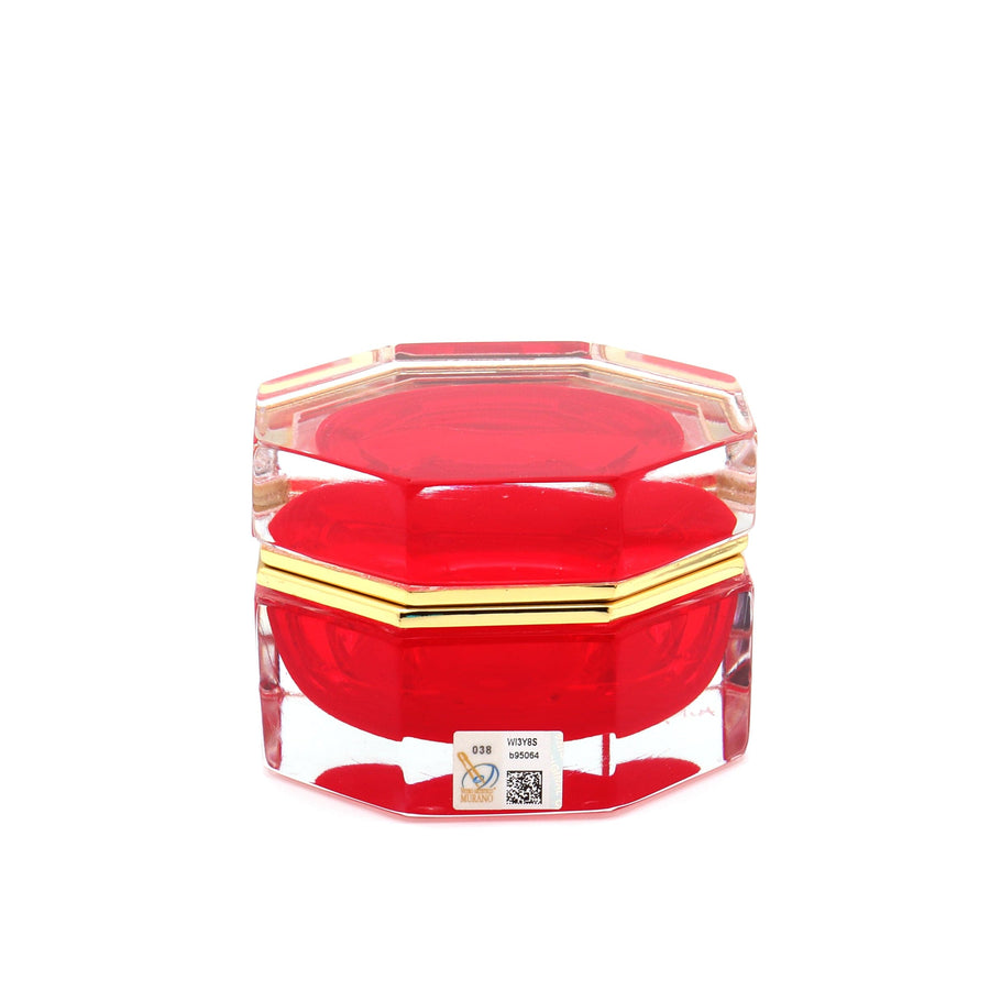 Murano Glass Ornamental Container OCTAGONAL Red 01