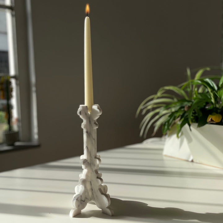 Carrara Marble Candlestick Holder BAROQUE by Cyrcus Design 02