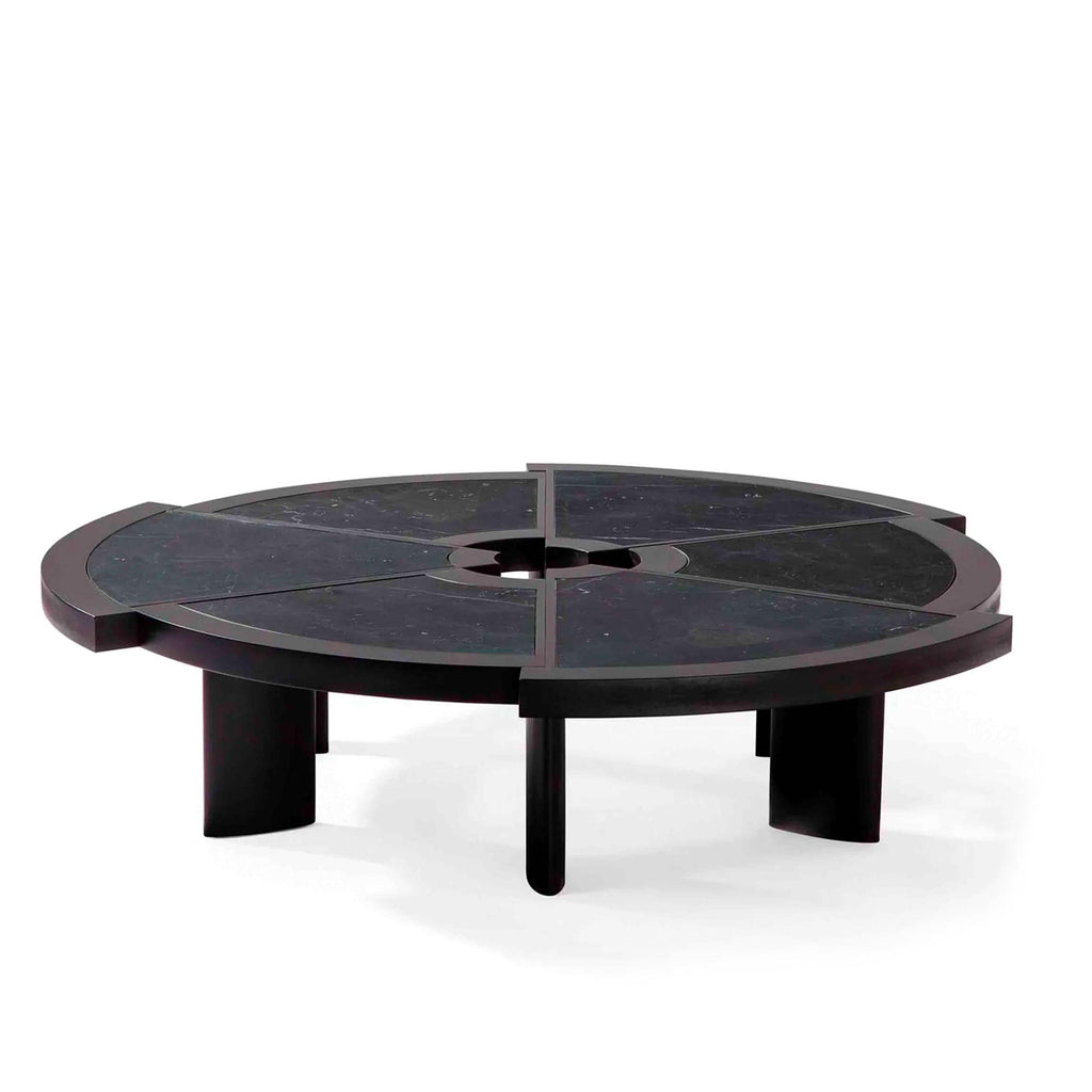 Oak Wood and Marquinia Marble Coffee Table RIO by Charlotte Perriand for  Cassina - Design Italy