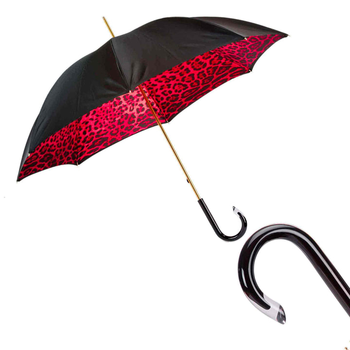 Umbrella RED LEOPARD with Acetate Handle 01