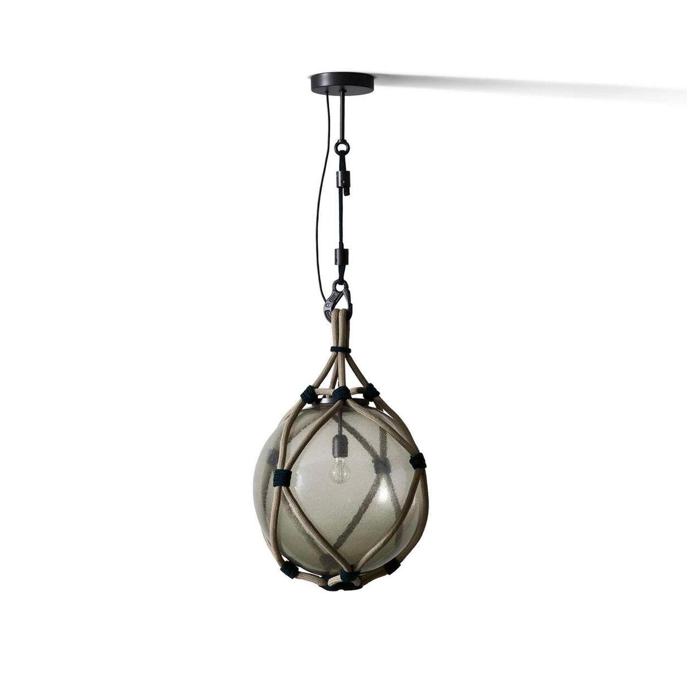 Blown Glass and Rope Outdoor Suspension Lamp BOLLICOSA NAUTILUS, designed by Cassina 02