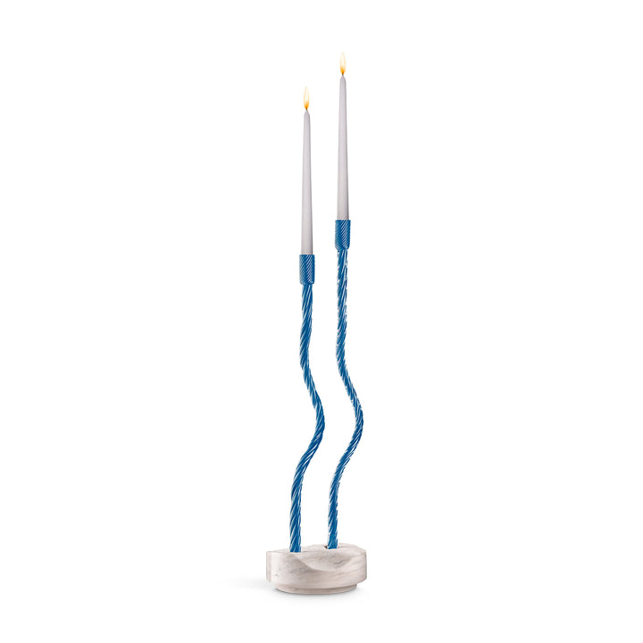 Marble and Murano Glass Candlestick Holder THE HUG OF ARTISANS by Aina Kari 01