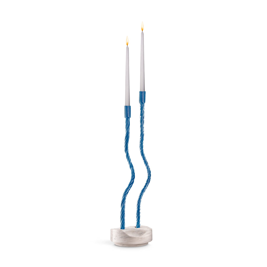 Marble and Murano Glass Candlestick Holder THE HUG OF ARTISANS by Aina Kari 01