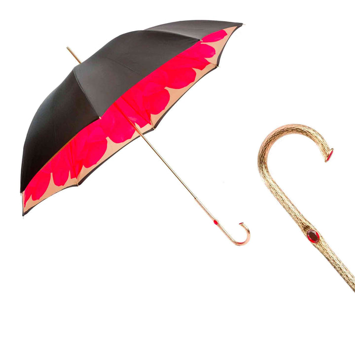 Umbrella FLOWER INSIDE with Jewelled Brass Handle 01