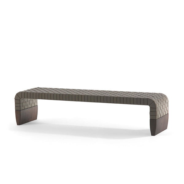 POLTRONA FRAU イタリア　デイベッド　ベンチ　本革 Brown-Leather-Wood-Bench-BRERA