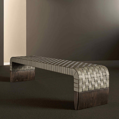 Wood and Leather Bench BRERA by Guglielmo Ulrich for Poltrona Frau 02