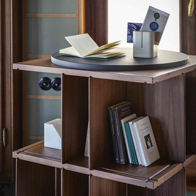 Revolving Wood Bookcase TURNER by Gianfranco Frattini for Poltrona Frau 02
