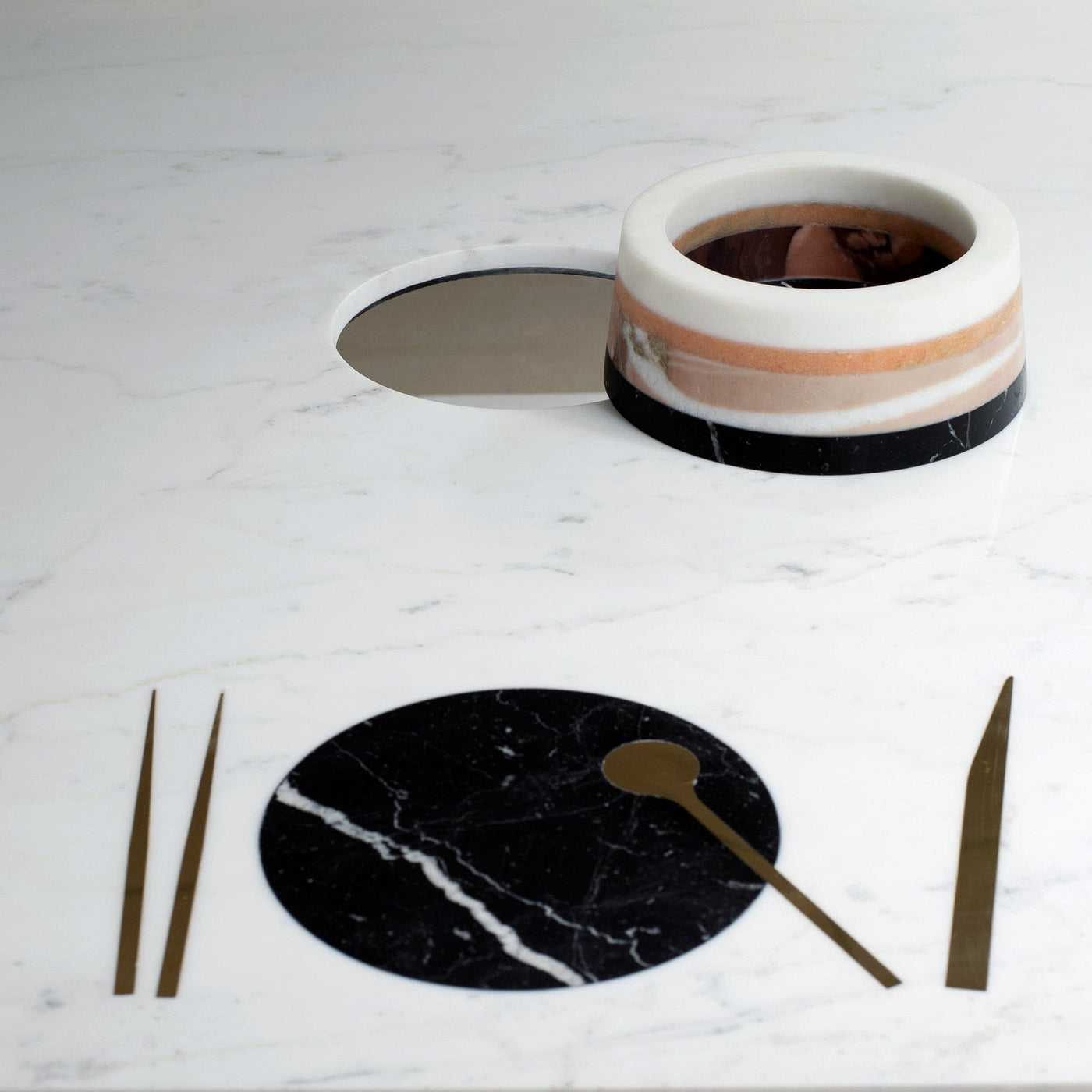 Square Marble Inlaid Table with Centrepiece CUM VIVERE 07