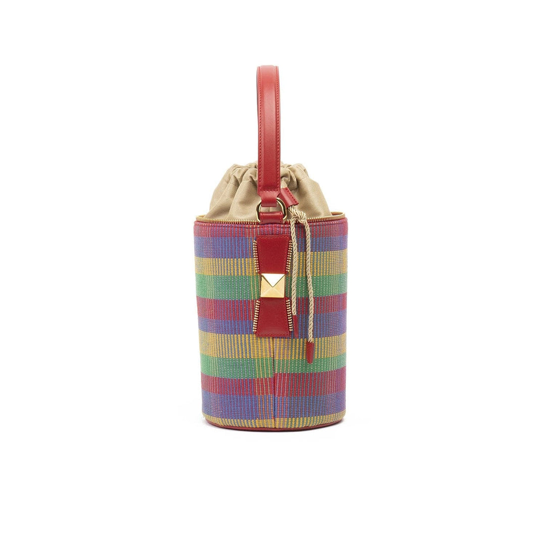 Drawstring Bag LINDA Colourful Tartan by Vanessa Saroni 01