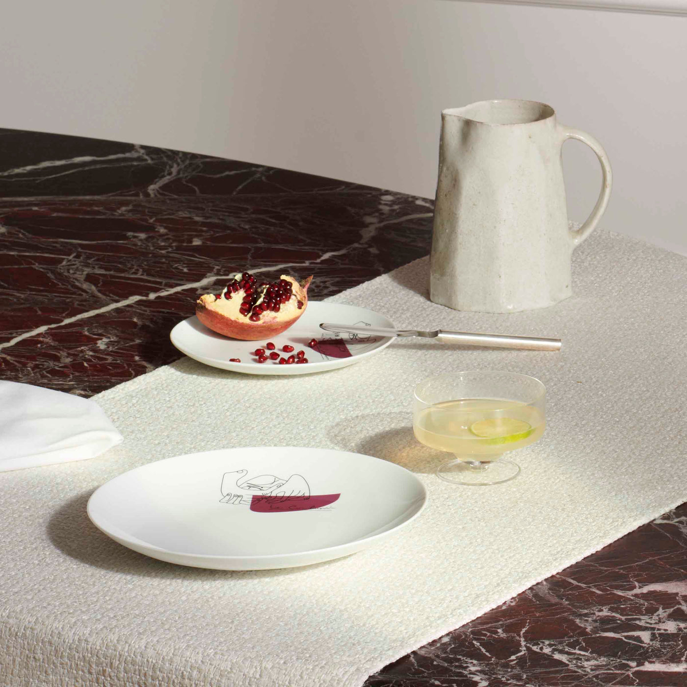 Porcelain Dessert Plates SERVICE PRUNIER Set of Two, designed by Richard Ginori for Cassina 04