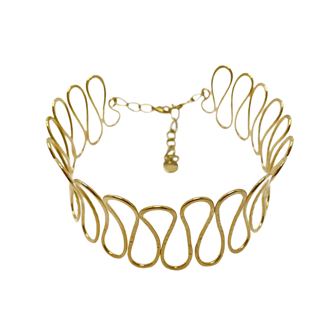 Gold Plated Brass Choker Necklace WAVE by Ornella Bijoux 01